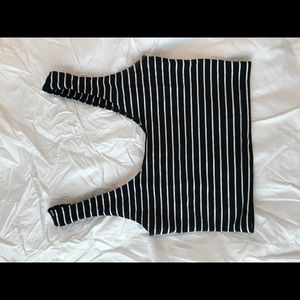 Black and white striped crop top